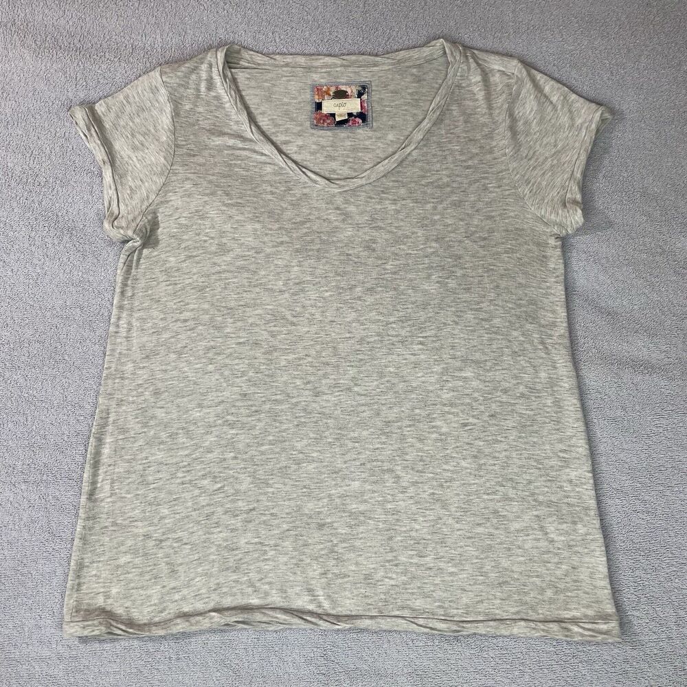 Cupio Cuffed T Shirt Women's Size Large Grey Short Sleeve Tee Top